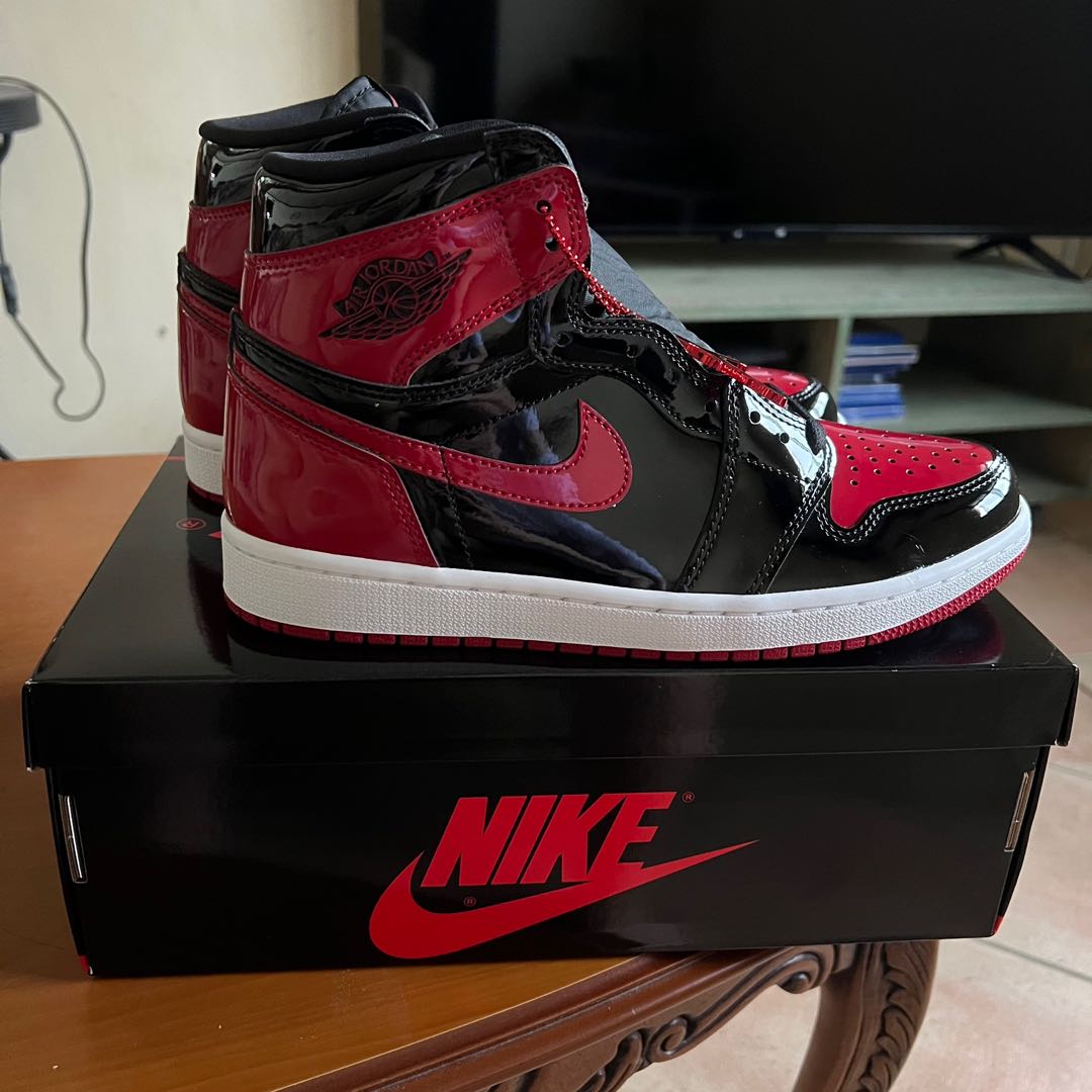 Jordan 1 Bred Patent Black Red Nike Air Men s Fashion Footwear