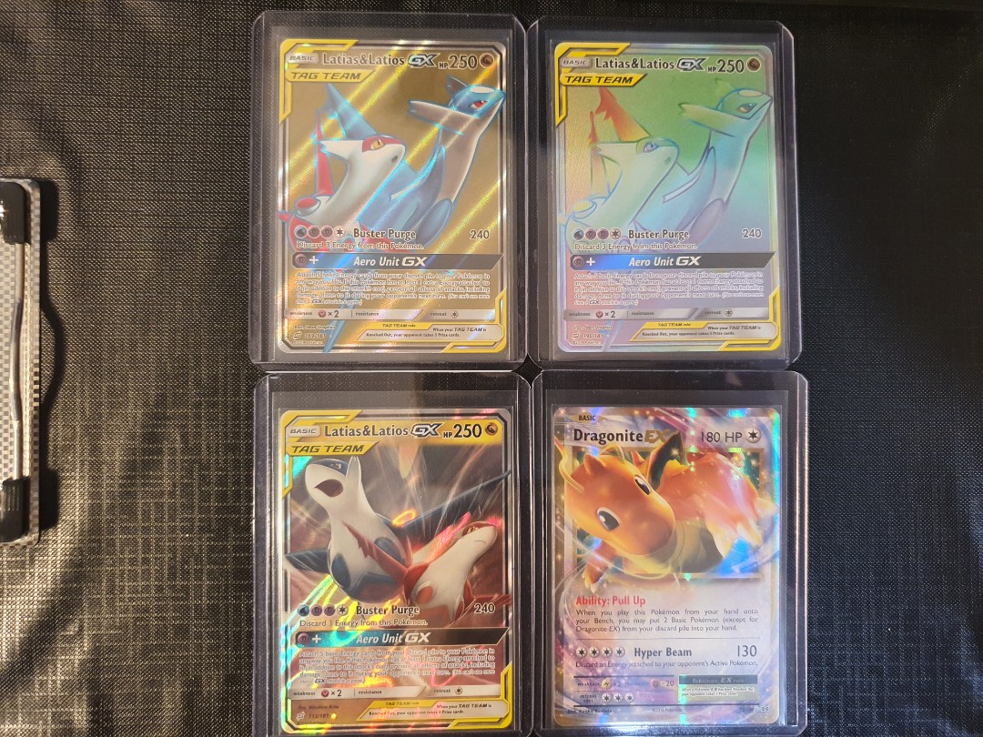 Latios Latias GX Team Up Tag Team Full Art Hyper Rare Dragonite EX