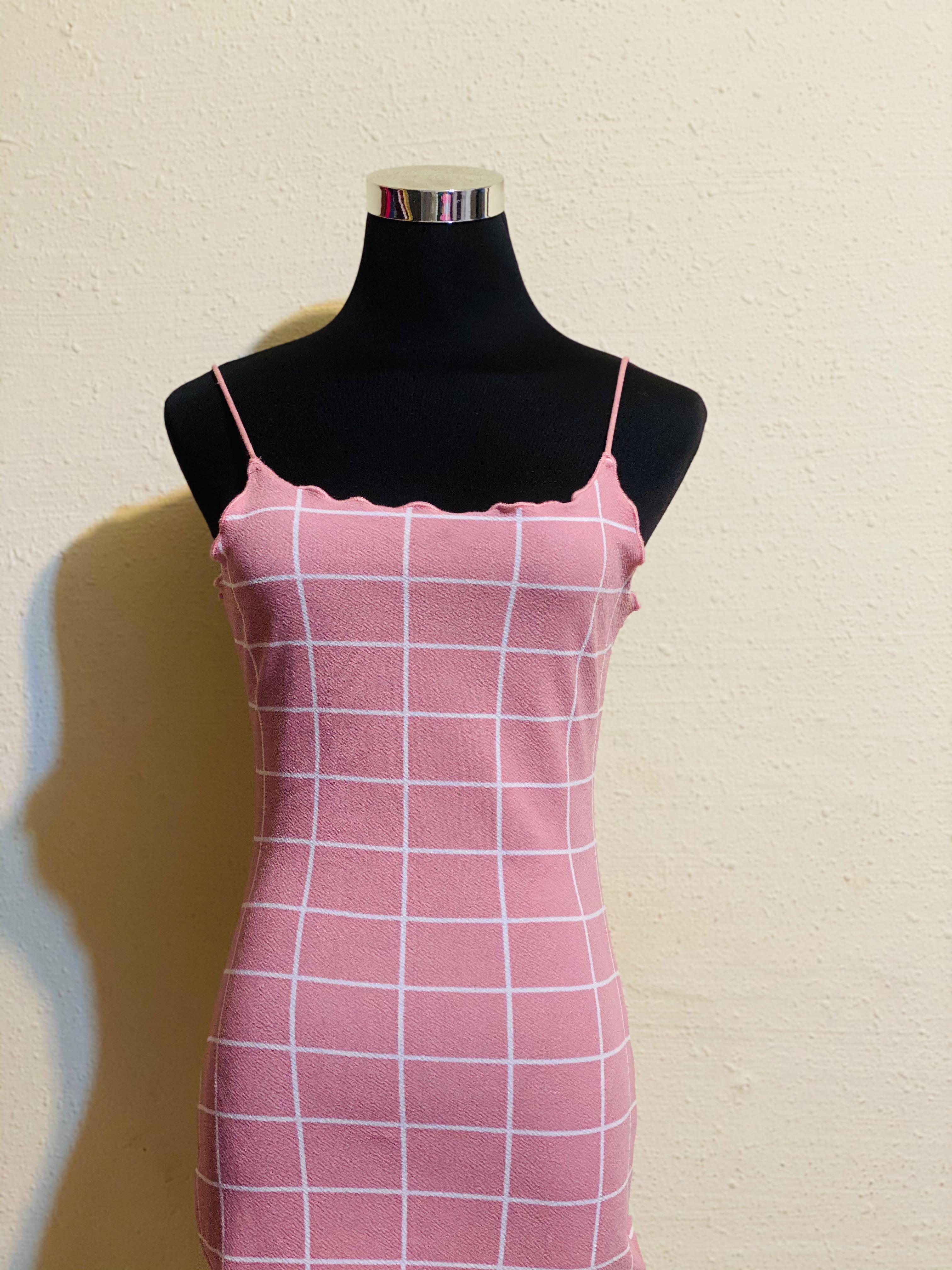 Pink plaid bodycon dress online