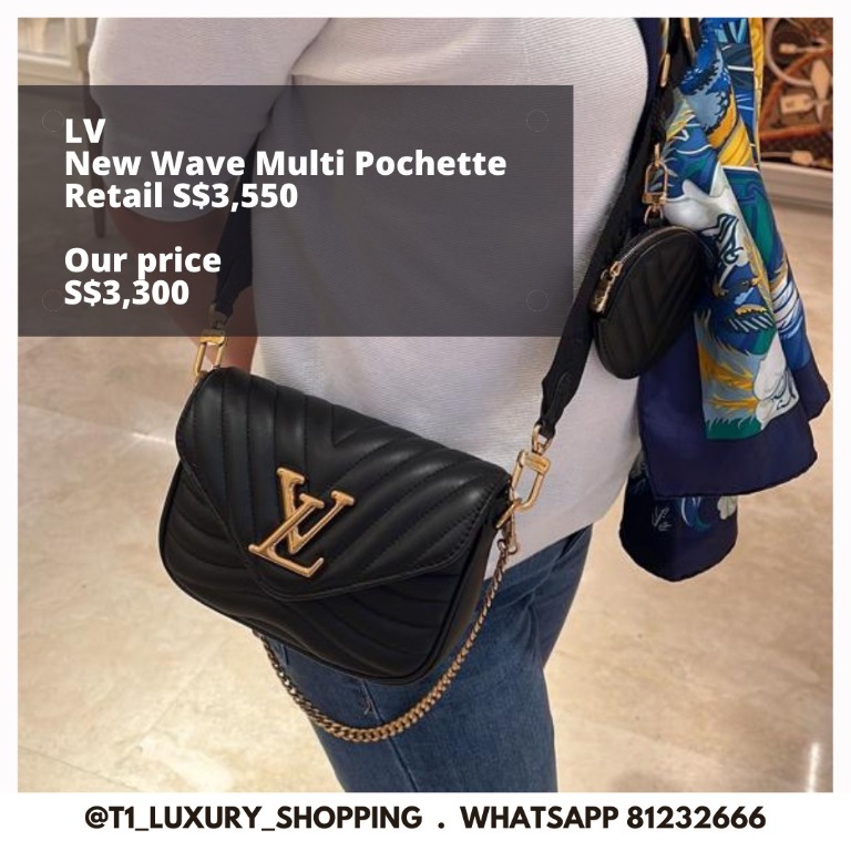 New Wave Multi Pochette Black Leather Crossbody