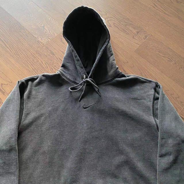 Nike washed blue mini swoosh oversized hoodie hot sale