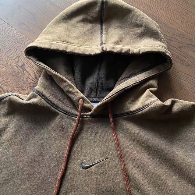 Nike washed blue mini swoosh oversized hoodie cheap