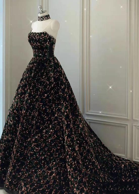 Glitter top black gown