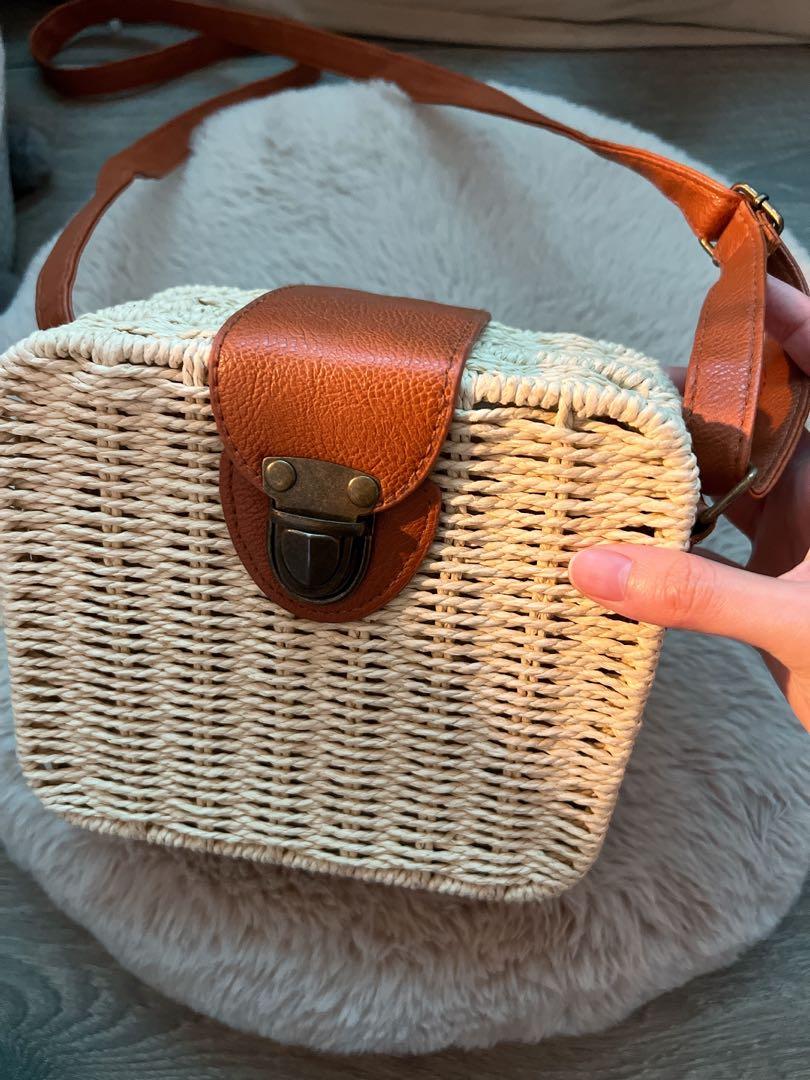 Pink rattan hotsell bag