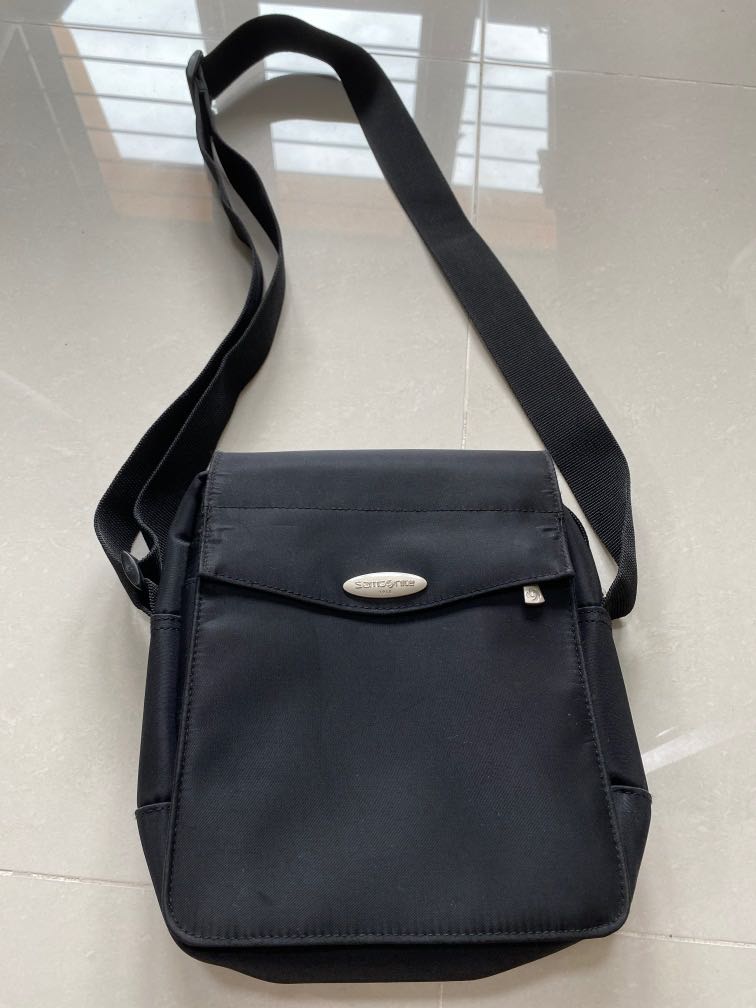 Samsonite sling bag crossbody black travel pouch, Men's Fashion, Bags ...