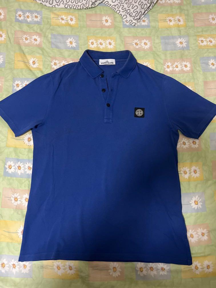Stone Island Blue Polo T size L, Men's Fashion, Tops & Sets, Tshirts