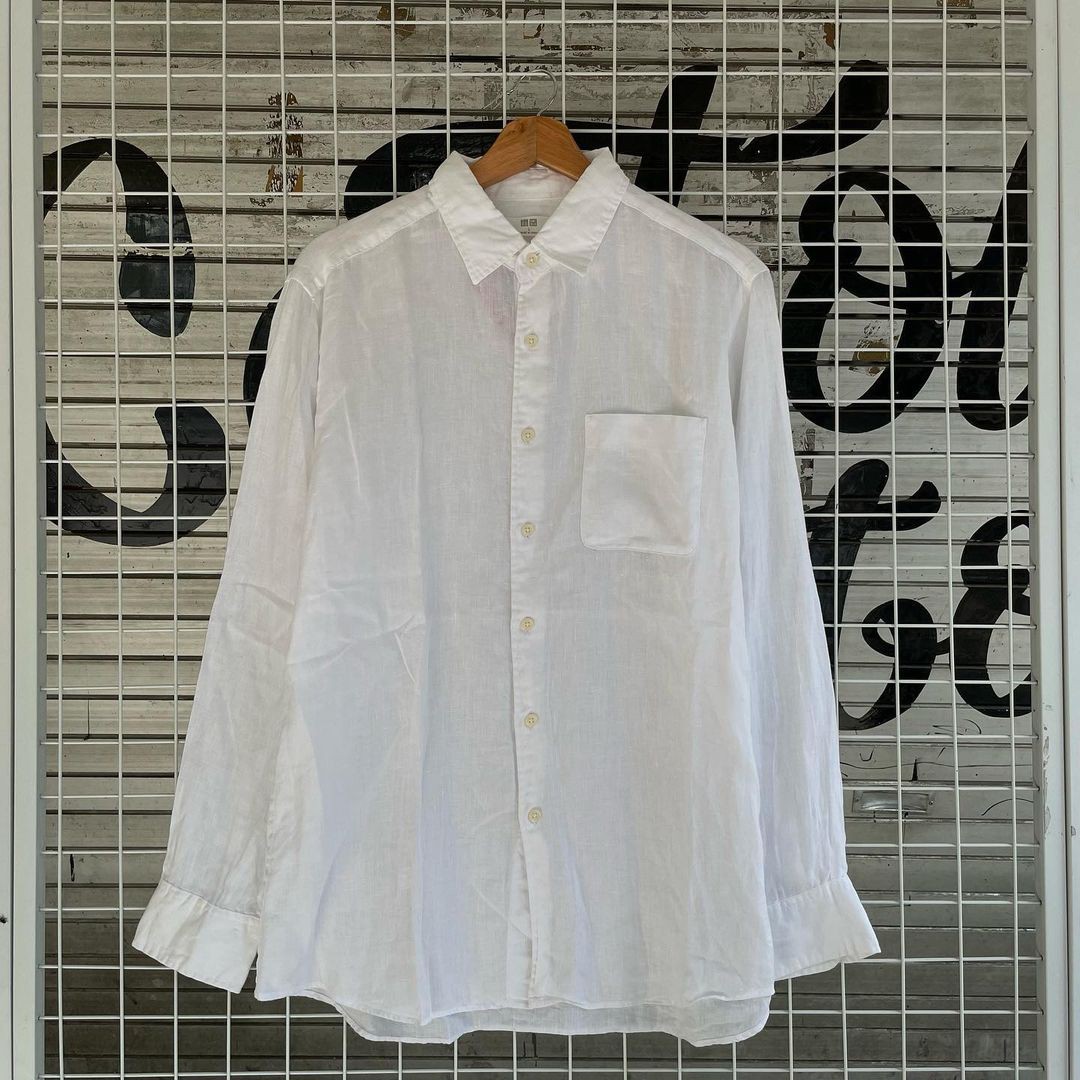 uniqlo linen shirt DCSH56, Fesyen Pria 