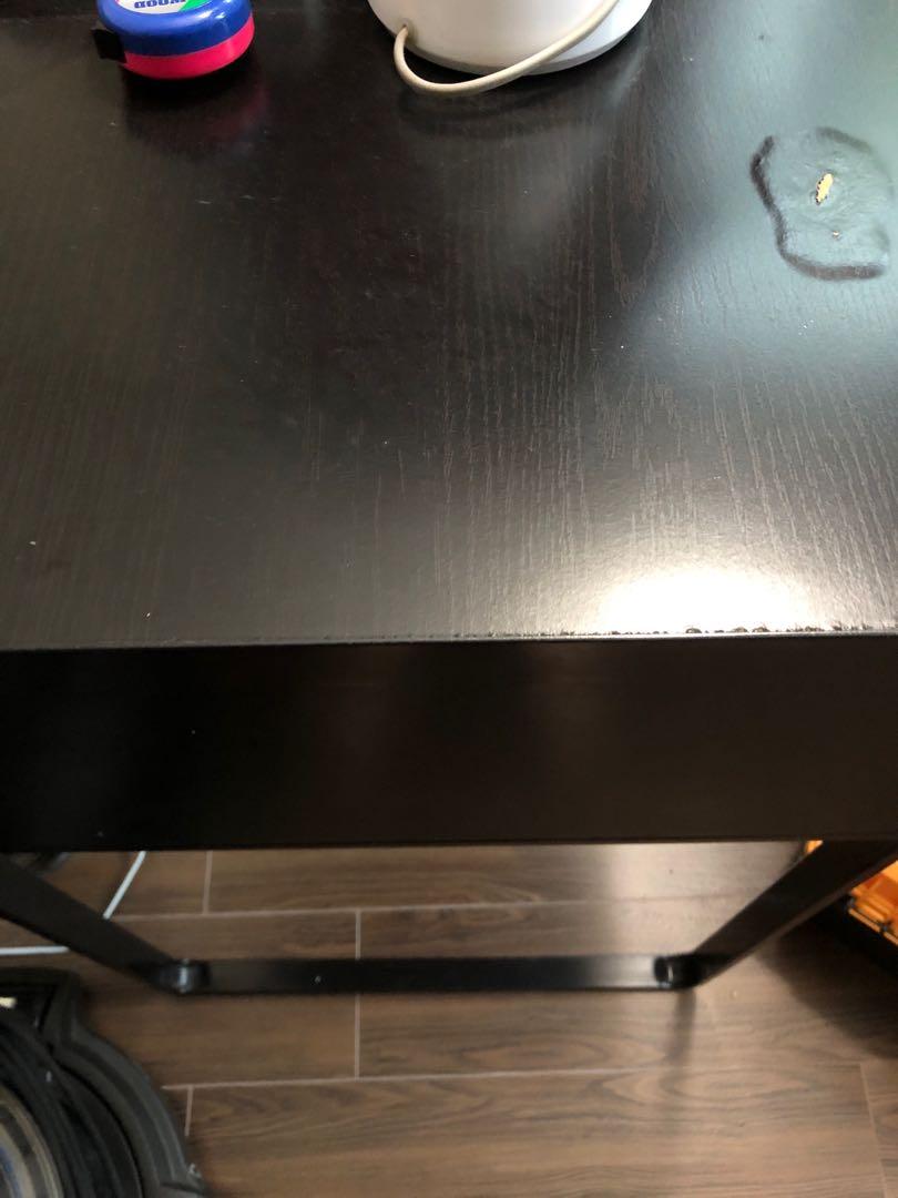 Used Computer Table (Category: Tables & Sets) located in Singapore. Submitted by philosophia_seah (Listing ID 1134613674, Image 3). Description: Dimension: 142cm (L) x 50cm (B) x 75cm (H). Not for fussy buyers. Both under table drawers are working very well. Offers delivery at the following rates: Central, northwest - $30 North, east, south, west - $60.