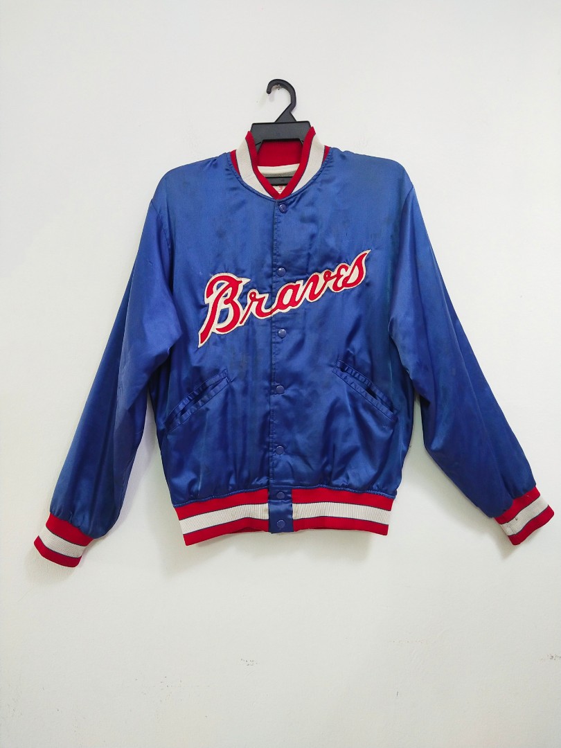 90's Atlanta Braves Felco Pinstripe MLB Jersey Jacket Size Large