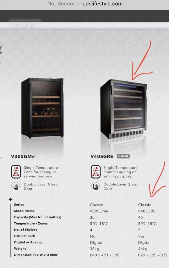 Vintec wine fridge V40SGRE, TV & Home Appliances, Kitchen Appliances