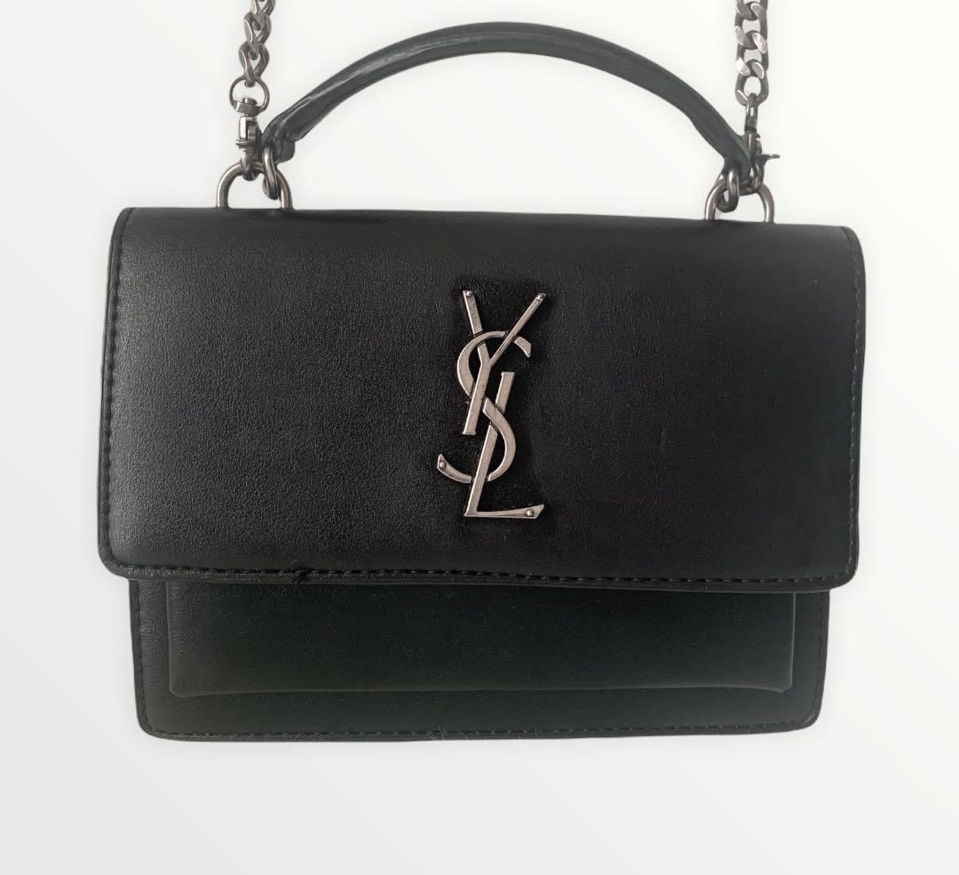 YSL Saint Laurent Sunset Mono Crossbody Black Bag With White Tag