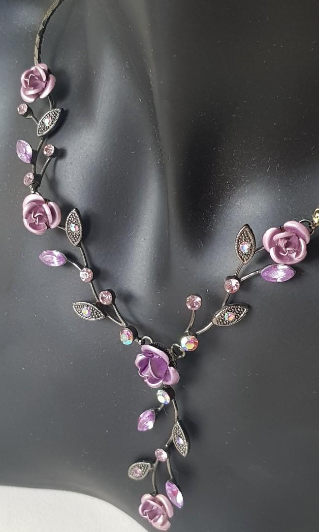 Purple rose clearance necklace