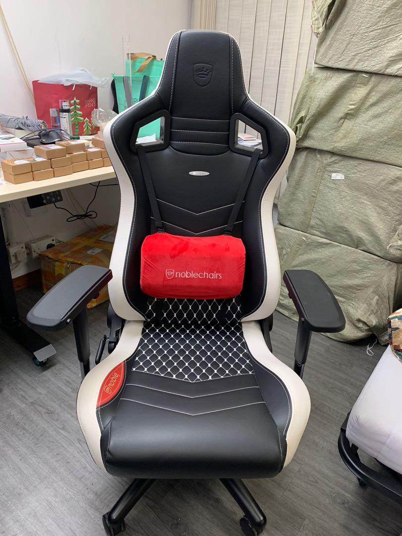 真皮電競椅 可議價 原價 4 9九成新noblechair Epic Real Leather 人體工學高背電競椅 紅白唔包送 傢俬 家居 傢俬 椅子 Carousell