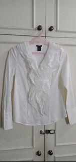 Anne Taylor white formal ruffled top