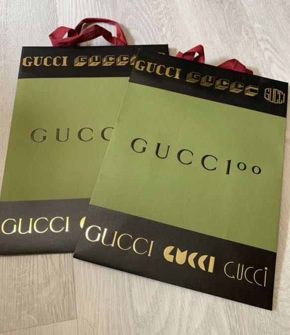 GUCCI Limited Edition 2021 100th Anniversary Paper Bag Large Gift Shopper  Tote