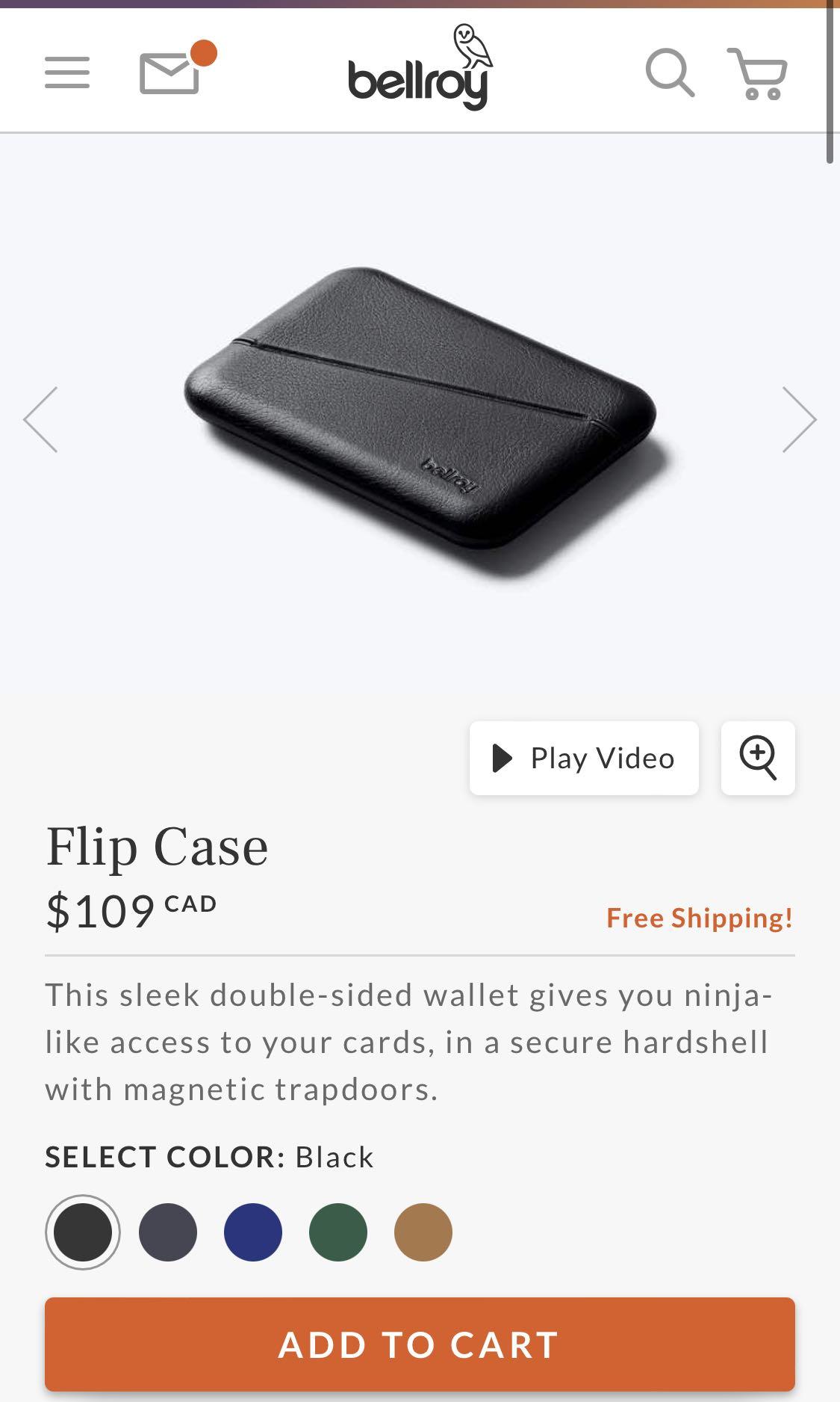 Bellroy black leather flip case, Men's Fashion, Watches & Accessories