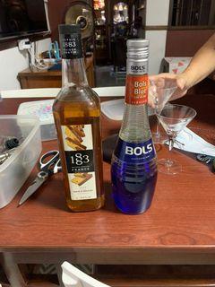 Bols blue curacao and 1883 Maison routin gingerbread 1 L syrup