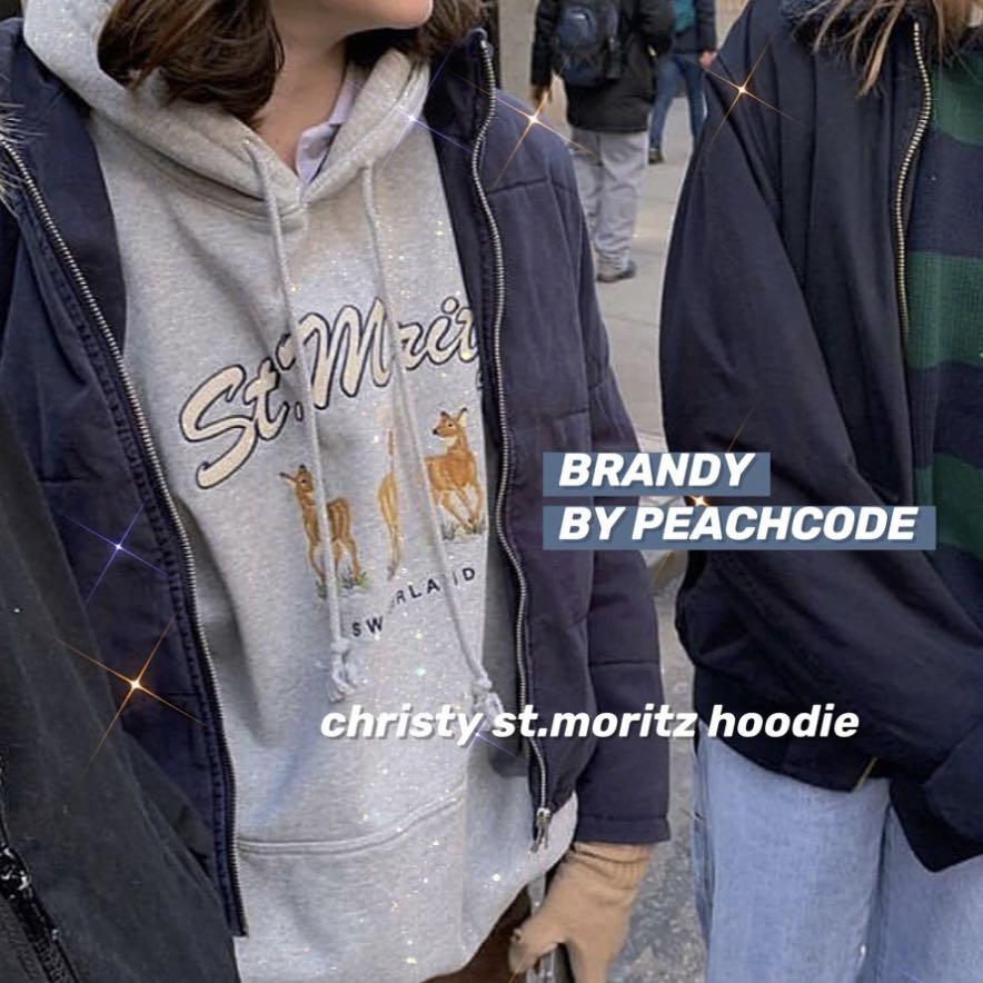 Brandy Melville Sage Green St Moritz Embroidery Christy Hoodie, Women's  Fashion, Tops, Longsleeves on Carousell