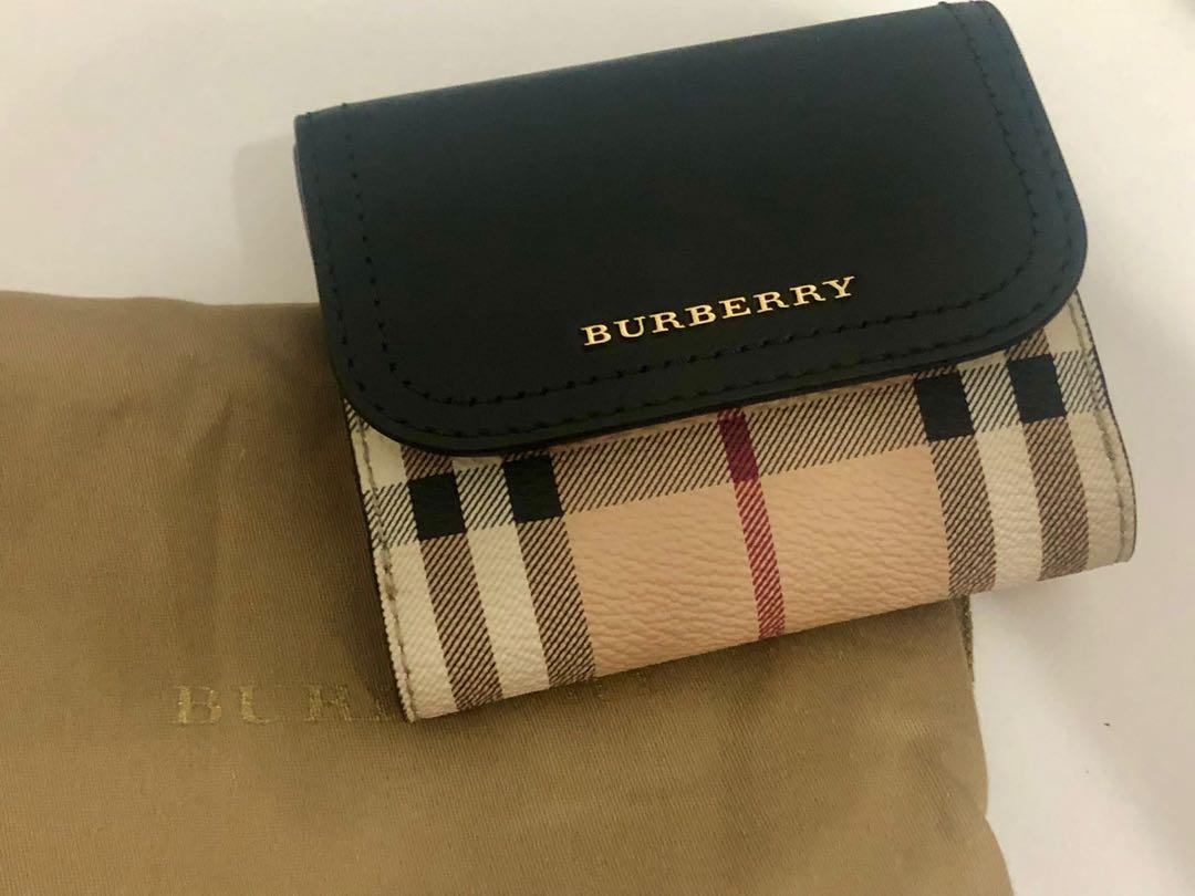 BURBERRY: Luna canvas and leather wallet - Black