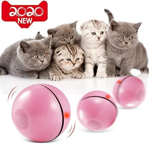 TekHome Interactive Cat Toy Cat Toys for Indoor Cats,Rechargeable Pet Toys Ball Attached Feather and Bell,Built in Catnip,Colorful Lights,Gifts for Kitten Owner. 