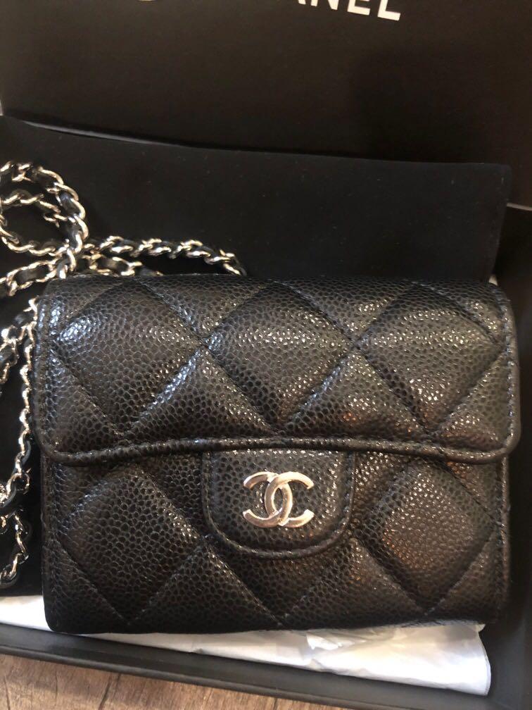 Chanel card holder on chain, Luxury, Bags & Wallets on Carousell
