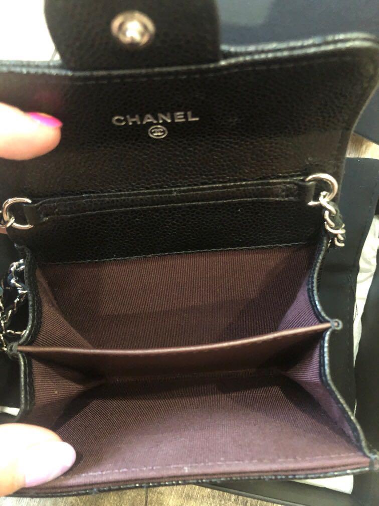 Chanel card holder on chain, Luxury, Bags & Wallets on Carousell