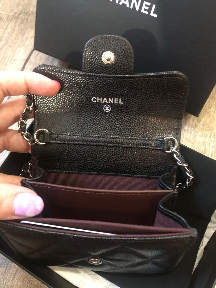 Chanel card holder on chain, Luxury, Bags & Wallets on Carousell