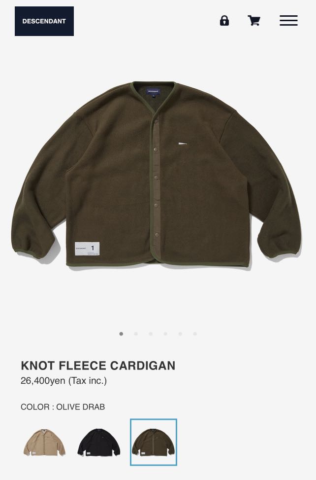 Descendant knot fleece cardigan olive size 3, 男裝, 外套及戶外衣服