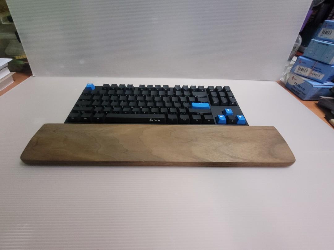 Ducky one keyboard, wooden wrist rest, monitor stand set, Computers