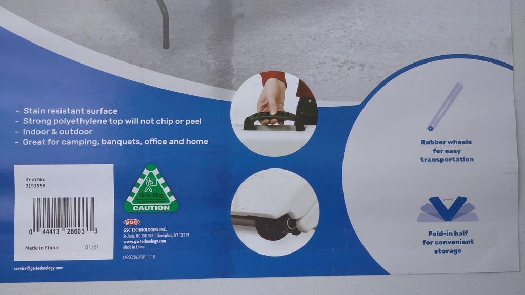 Enduro Folding Table with Wheels, Furniture & Home Living, Outdoor