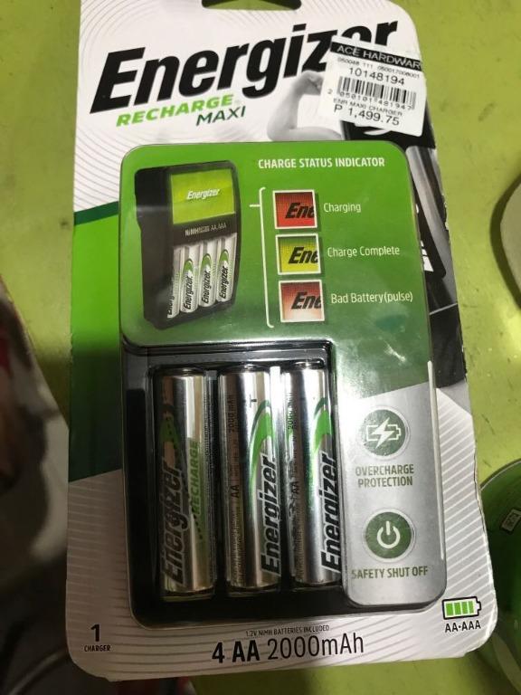ENERGIZER Recharge Maxi Battery Charger (CHVCM4) (Category: Chargers) located in Manila. Submitted by dyoza2008 (Listing ID 1129524012, Image 3). Description: SRP- 1499.95 PRODUCT SPECS The Energizer Maxi Charger is an exceptional everyday battery charger for all your essential devices. Charges up to four AA or AAA batteries overnight Easily identifiable color changing lights that show consumers straight away where their AA and AAA batteries are 