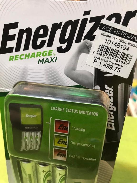ENERGIZER Recharge Maxi Battery Charger (CHVCM4) (Category: Chargers) located in Manila. Submitted by dyoza2008 (Listing ID 1129524012, Image 2). Description: SRP- 1499.95 PRODUCT SPECS The Energizer Maxi Charger is an exceptional everyday battery charger for all your essential devices. Charges up to four AA or AAA batteries overnight Easily identifiable color changing lights that show consumers straight away where their AA and AAA batteries are 