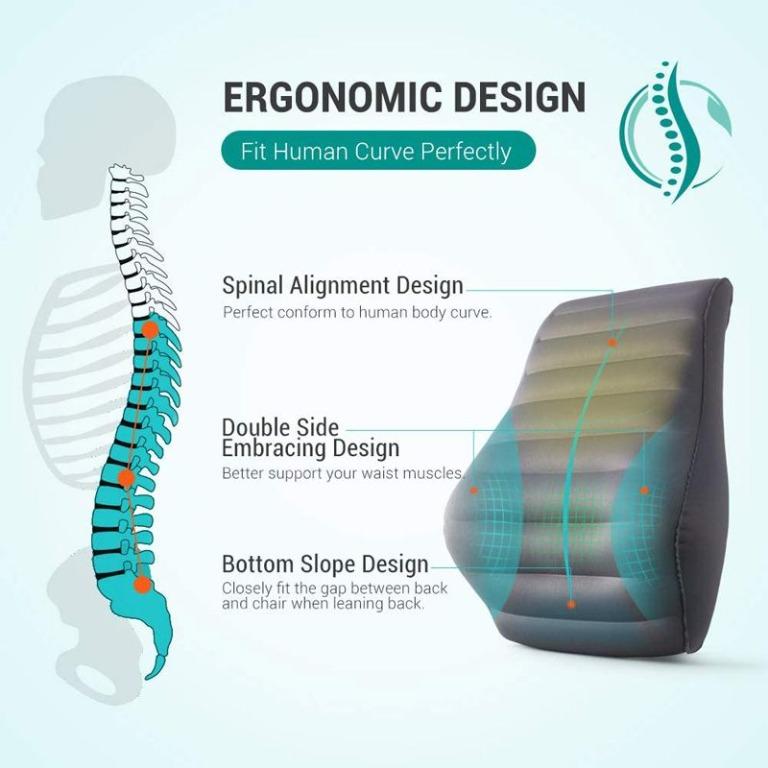 Ergonomic Spinal Back Cushion Support Lumbar Pillow Portable