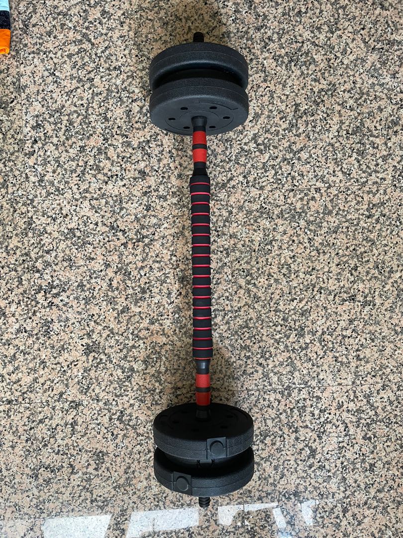 Full set of bar and weights 40kg, Sports Equipment, Exercise & Fitness