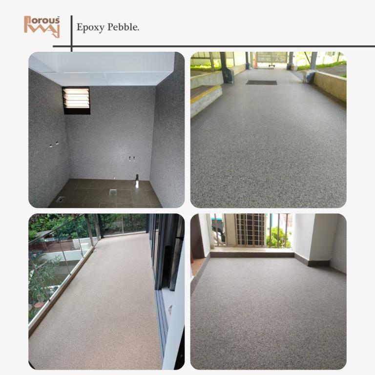 HDB & Condo Toilet Renovation Anti slip flooring Epoxy Pebble