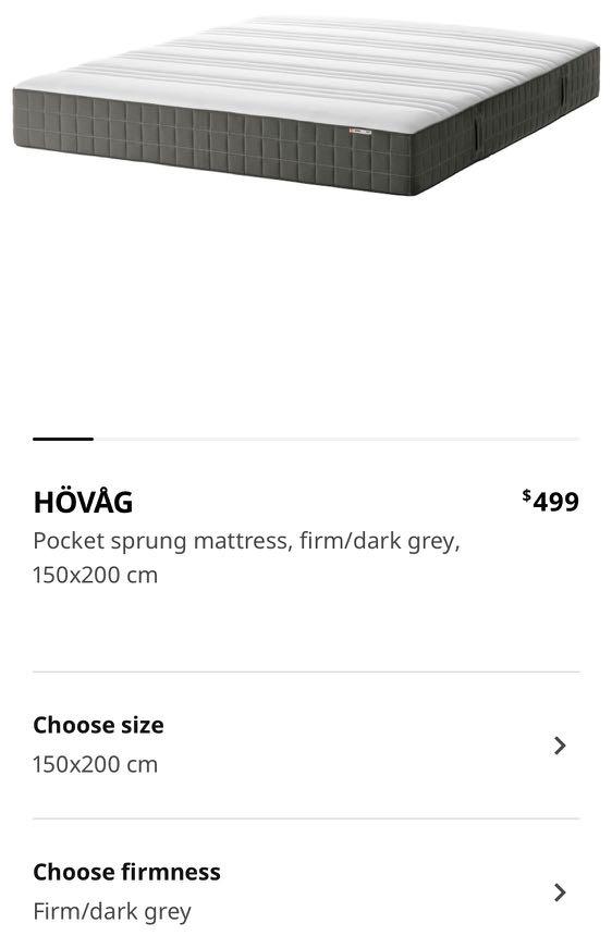 IKEA HOVAG QUEEN MATTRESS, Furniture & Home Living, Furniture, Bed