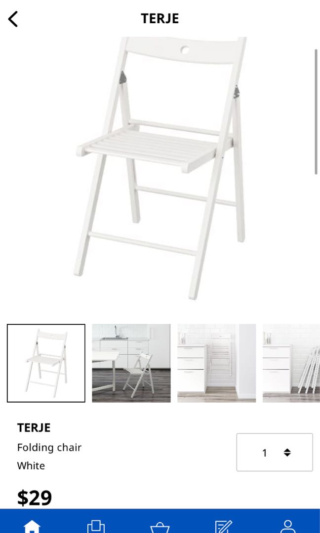 【2set】IKEA white folding chair TERJE, Furniture & Home Living, Furniture, Chairs on Carousell