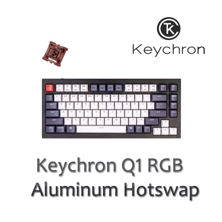 Keychron Q1 QMK Custom Mechanical Keyboard Red Switch, Brown Switch