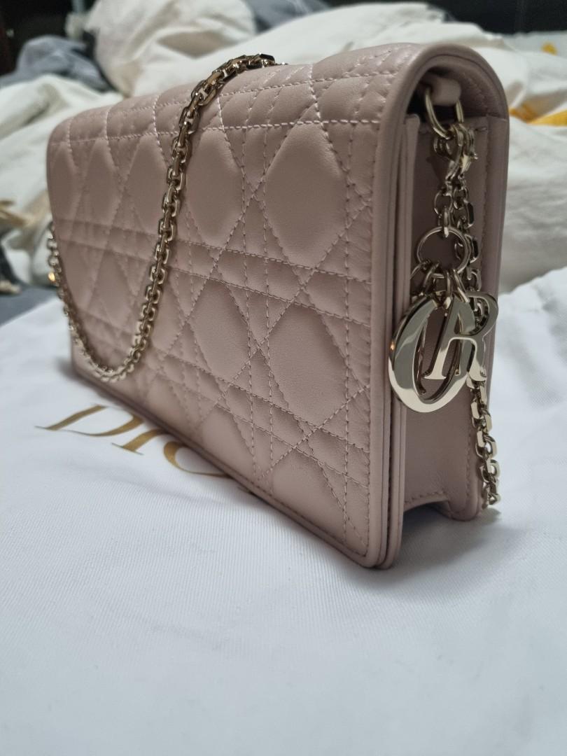 LADY DIOR POUCH LAMBSKIN IN ROSE POUDRE, Women's Fashion, Bags & Wallets,  Purses & Pouches on Carousell