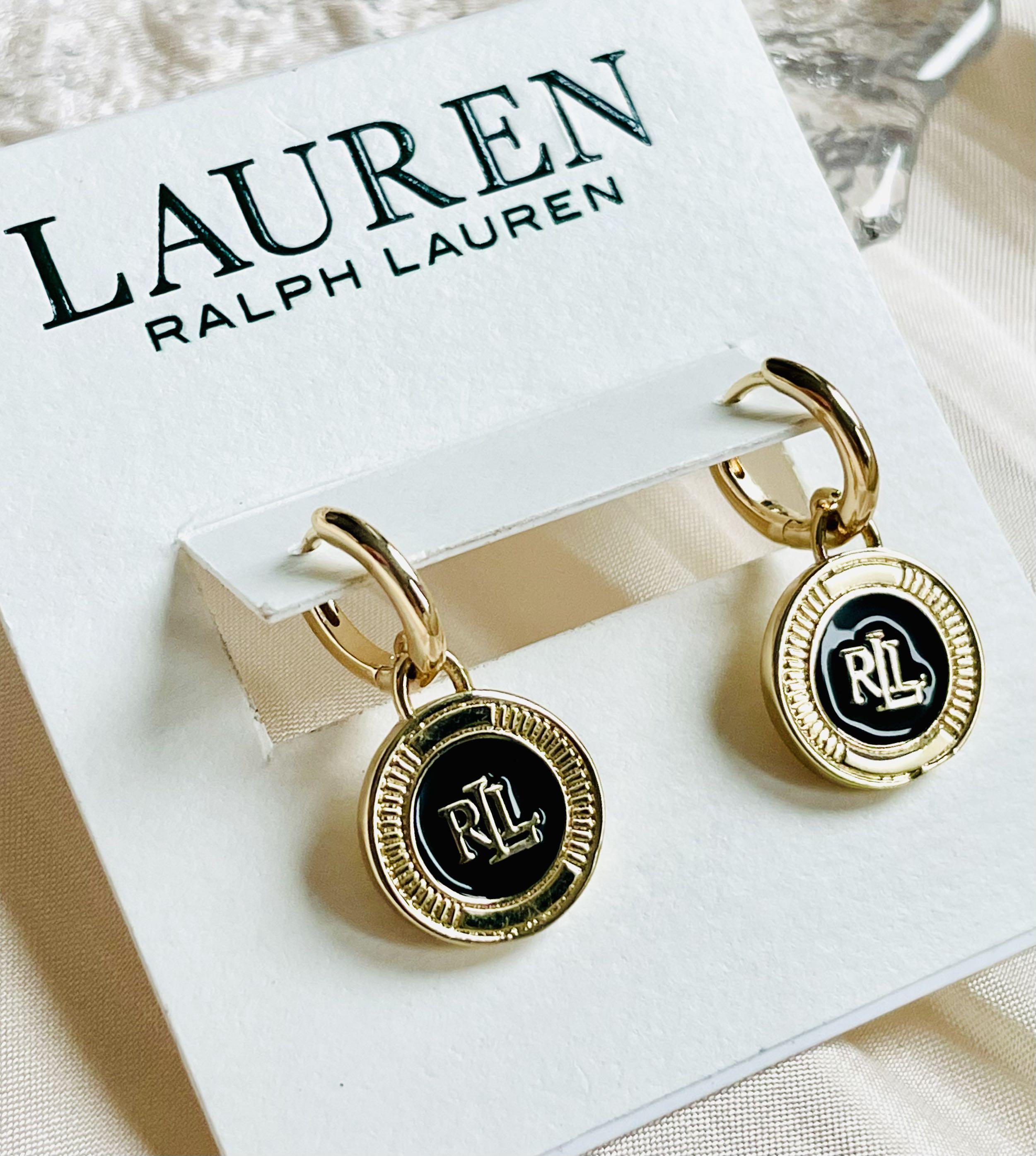 Lauren Ralph Lauren RLL Enamel Gold Tone Mini Earrings