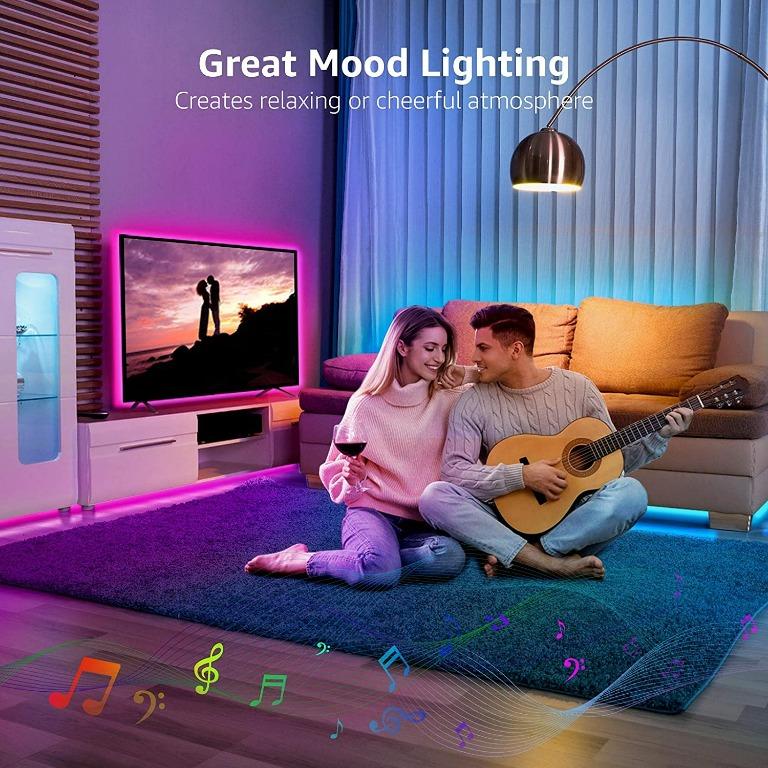 Lepro LED Lights 5M, Music Sync LED Strip Lights with Remote and Plug, 150  Bright 5050 LEDs, Dimmable, Colour Changing LED Light for Bedrooms,  Kitchen, Party, Teen Girls Room Decor, Furniture 