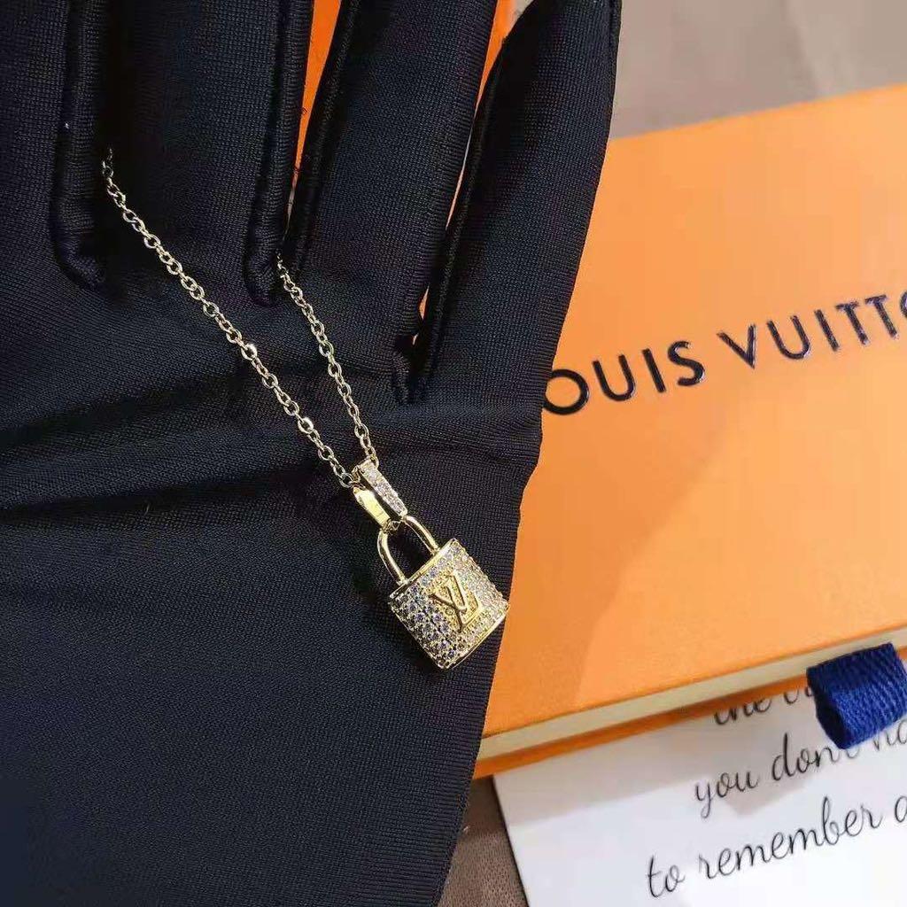 Louis Vuitton diamond studed padlock necklace preorder, Women's