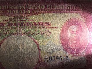Low Number 1941 Malaya & British King $10 Dollar H/21 009613