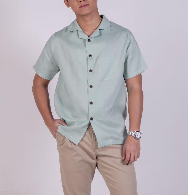 Mint Green Linen Button Down Polo Shirt (XS AND S SIZES AVAILABLE), Men's  Fashion, Tops & Sets, Tshirts & Polo Shirts on Carousell