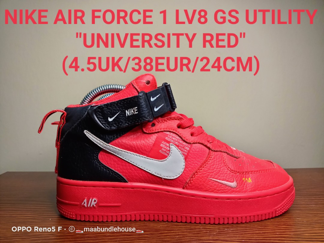 NIKE AIR FORCE 1 LV8 GS UTILITY UNIVERSITY RED 4.5UK 38EUR 24CM Women s Fashion Footwear Sneakers on Carousell