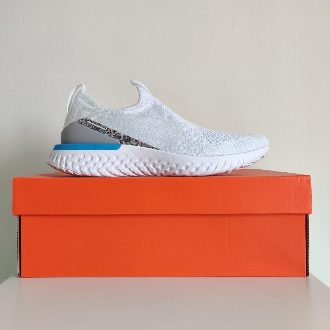 Nike epic phantom deals react flyknit mens white