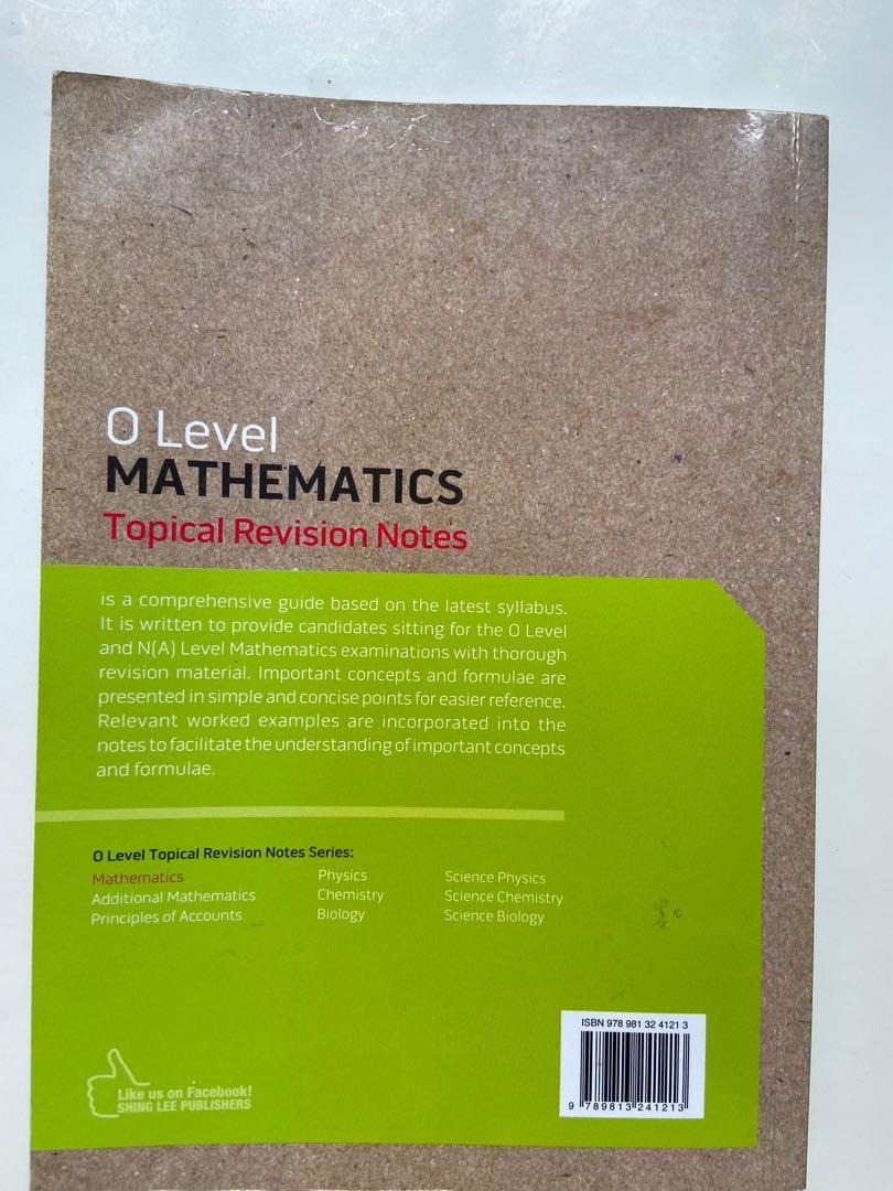 O Level Topical Math O Level Mathematics Topical Revision Notes, Hobbies & Toys, Books ...