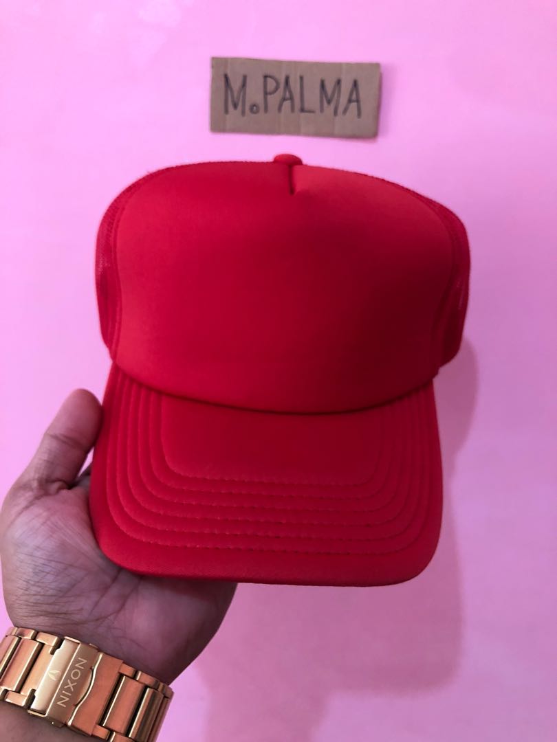 Plain red trucker hat cap snapback 