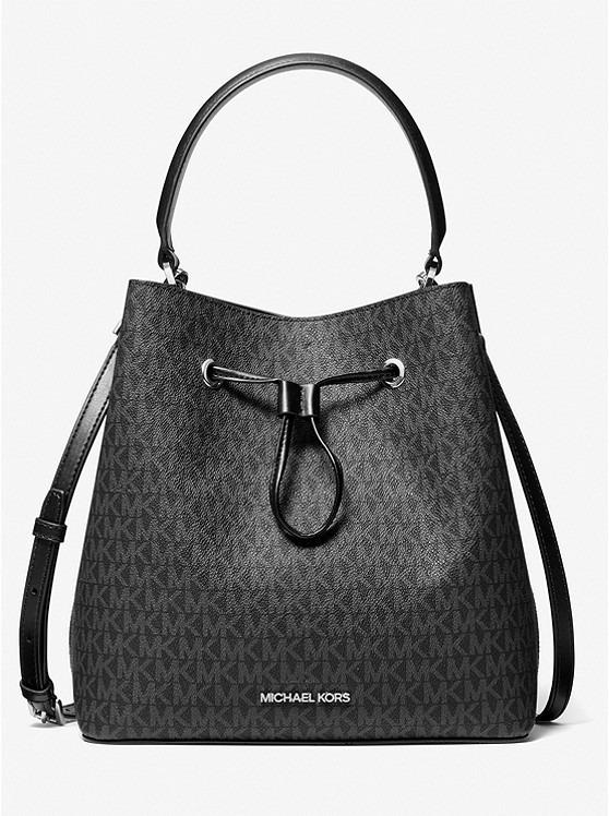 INSTOCK: Michael Kors Suri Large Graphic Bucket Drawstring Bag Signature  Logo Black White, Women's Fashion, Bags & Wallets, Shoulder Bags on  Carousell