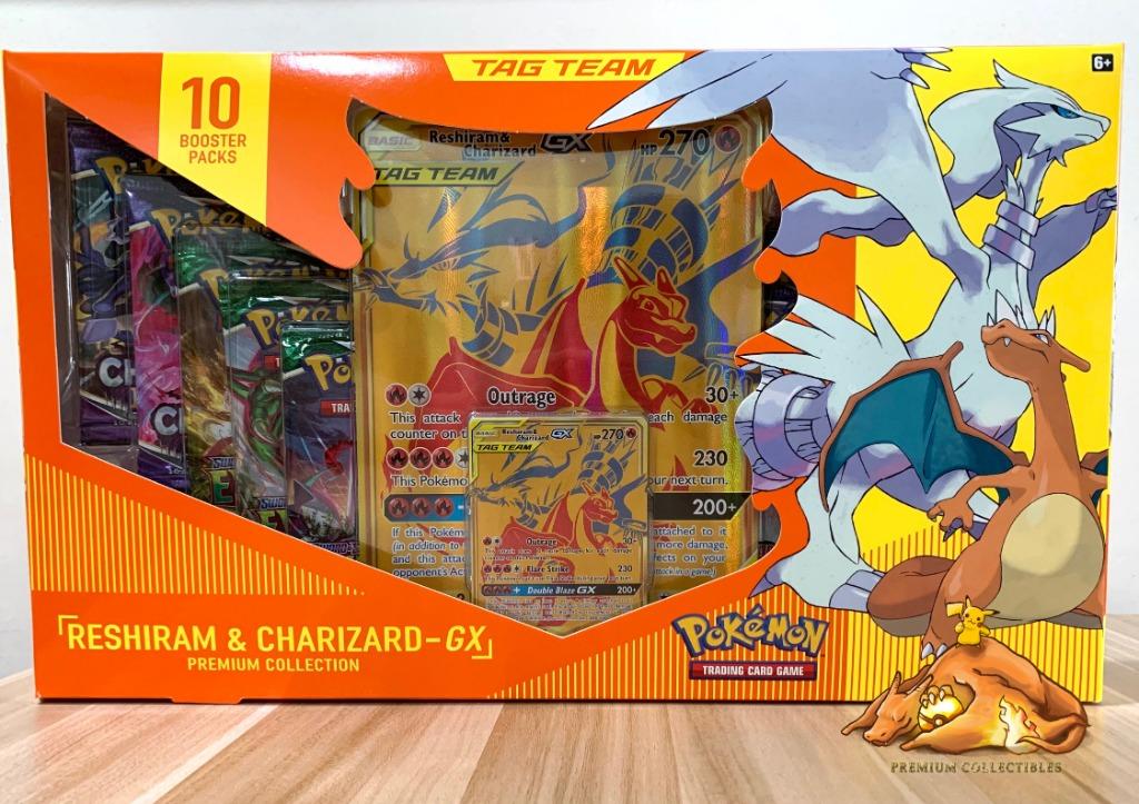 Pokemon TCG Charizard and Reshiram Tag team GX Premium Collection Box ...